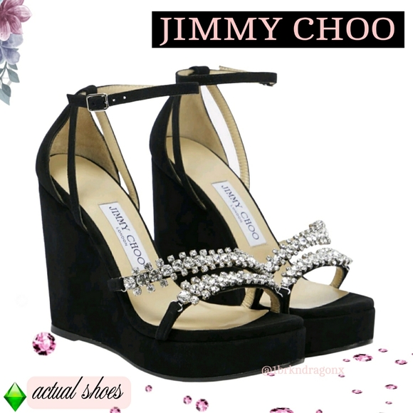 NEW NEW NEW CHOO CHOO CHOO Jimmy Choo Platform Rhinestone Wedges Crystal - Picture 4 of 16